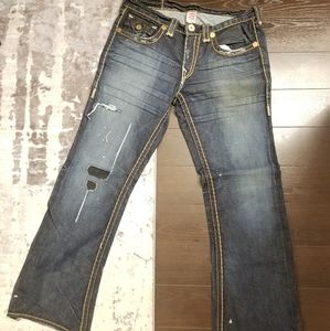 TRUE RELIGION BILLY SUPER T DARK BLUE DISTRESS 34